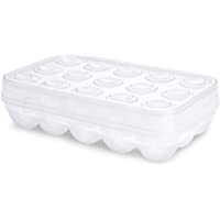 Flexzion Huevera con tapa para almacenamiento de 15 huevos- Contenedor de huevos apilable de plástico con tapa…